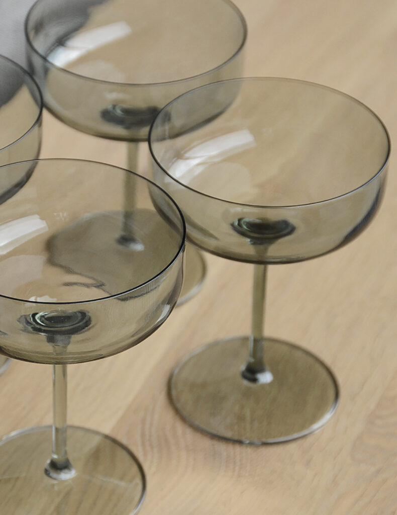smoked glass coupe glasses