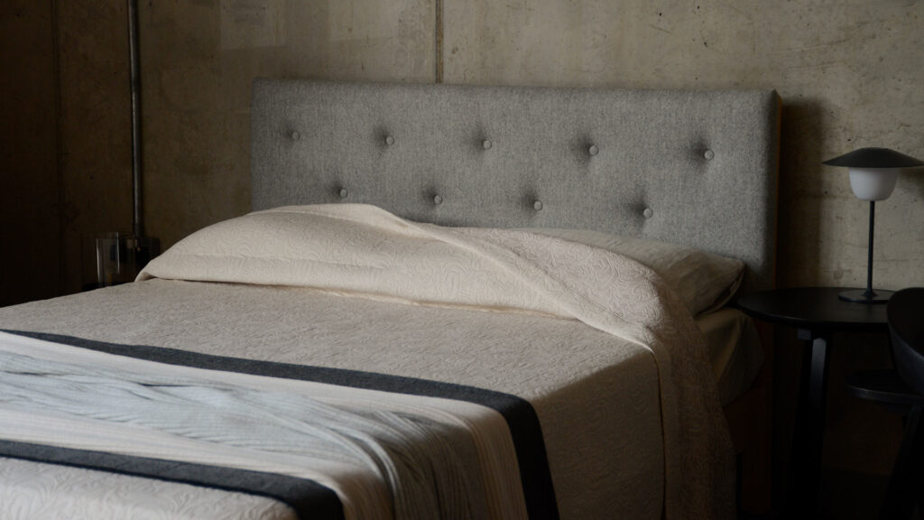 stone embroidered look bedspread on Arran bed