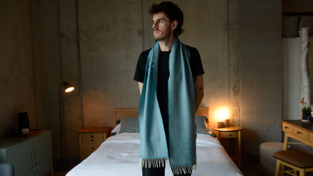 teal herringbone scarf