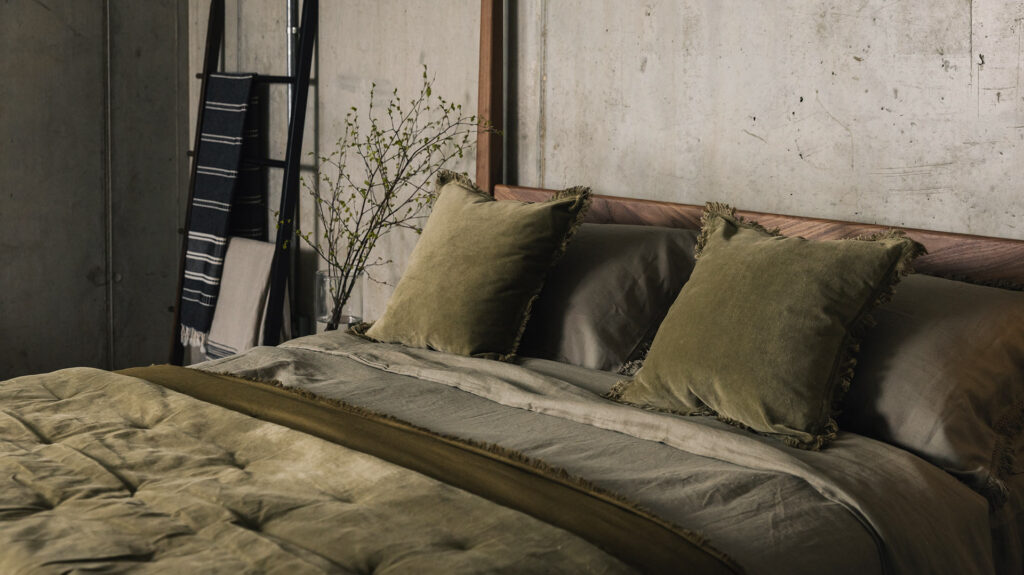 velvet bedding olive green