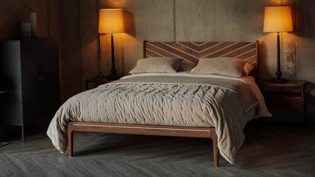 walnut and maple hoxton bed 3q copy