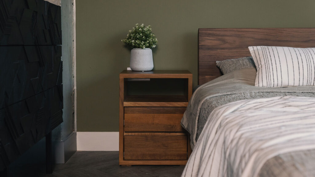 walnut bedside with walnut sonora