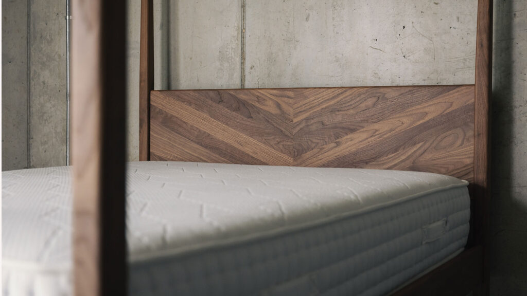 walnut chevron headboard Harrow with wentworth hybrid mattress