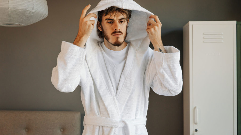 white unisex robe with hood 1920