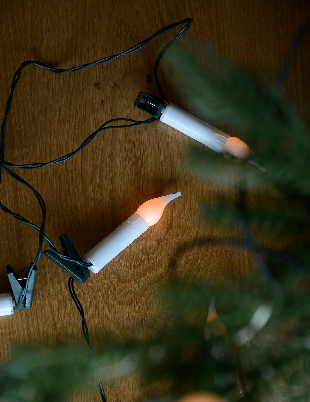 mains powered clip on LED candles light string